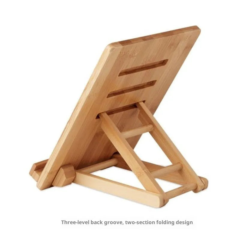 Bamboo foldable desktop phone stand with adjustable angle for tablet and phone