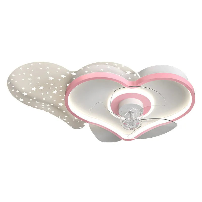 Children's ceiling fan with light and chandelier, blue and white, 59cm wide, 220V LED, ABS blades