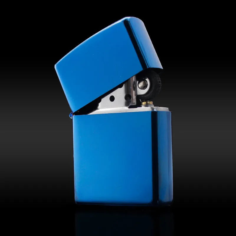 Bright chrome plate sand wheel windproof lighter with metal body and kerosene fuel system