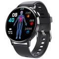 F67S third generation blood glucose smart watch with touchscreen display and rubber strap in black