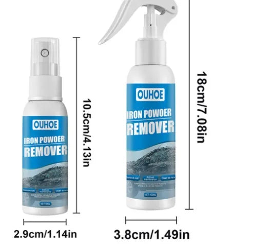 Automotive iron powder rust remover spray bottle in 30ml or 100ml size with blue sponge or towel applicator