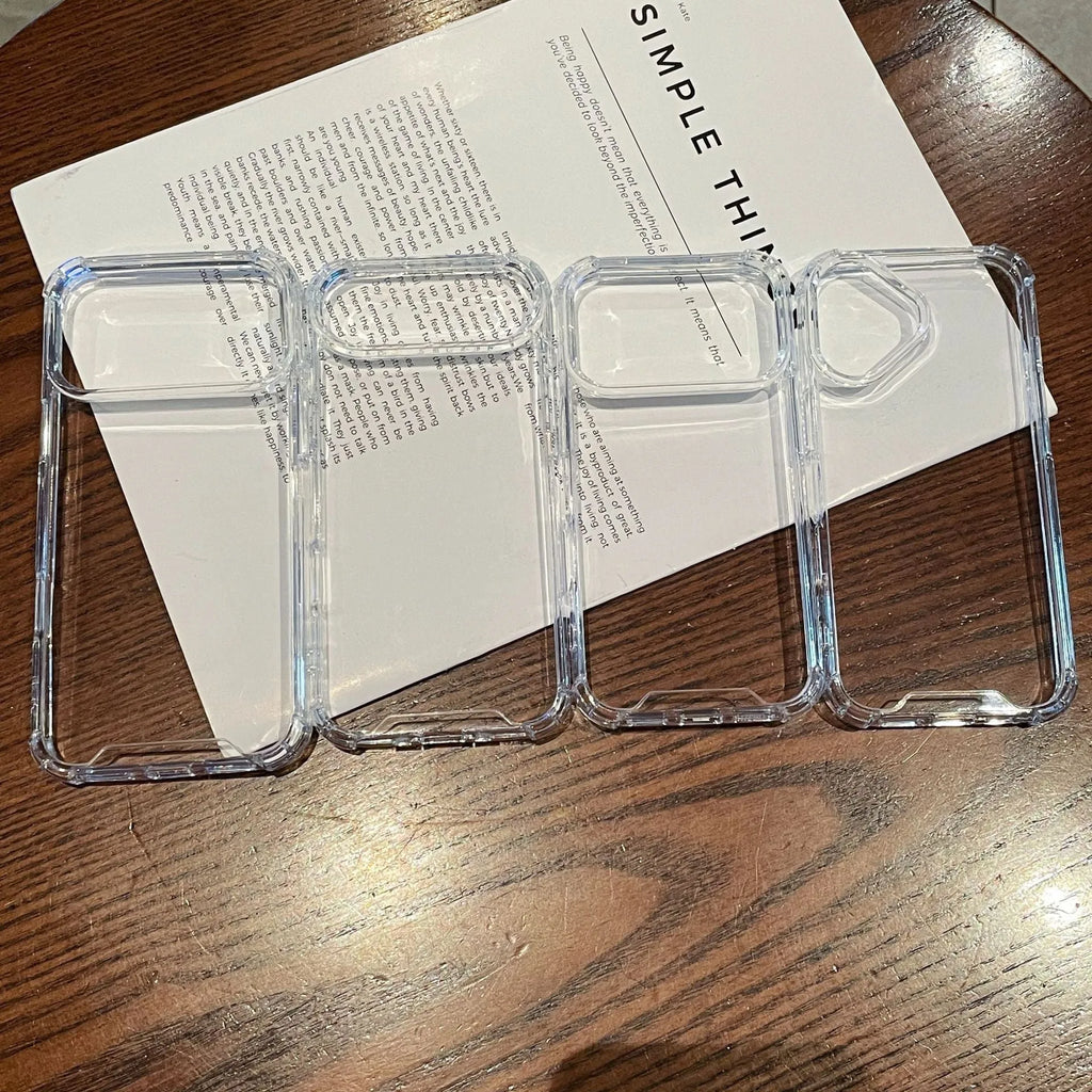 Transparent drop-resistant phone case for iPhone 11 to 17 series with airbag protection
