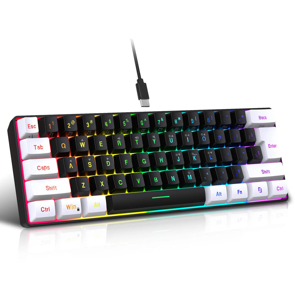 61 key wired membrane keyboard in compact 28.7cm design with USB cable