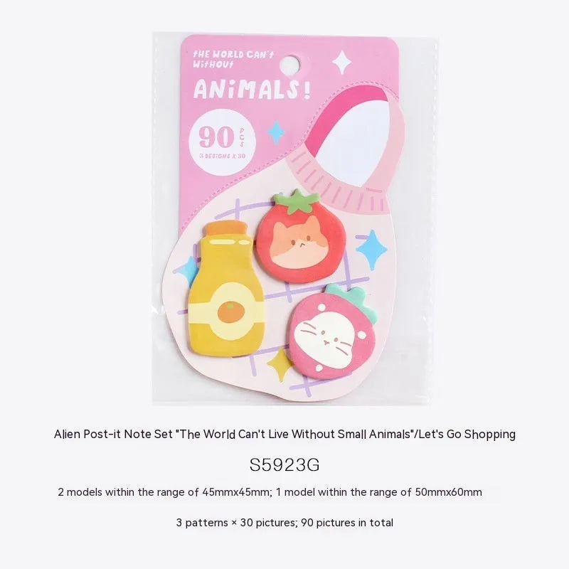 Small animal shaped sticky note set showing designs like Good Night Bunny and Puppy Sofa