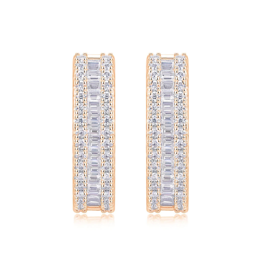 Moissanite stud earrings in S925 silver with platinum plating, 4g pair, gold, platinum or rose gold, gift box