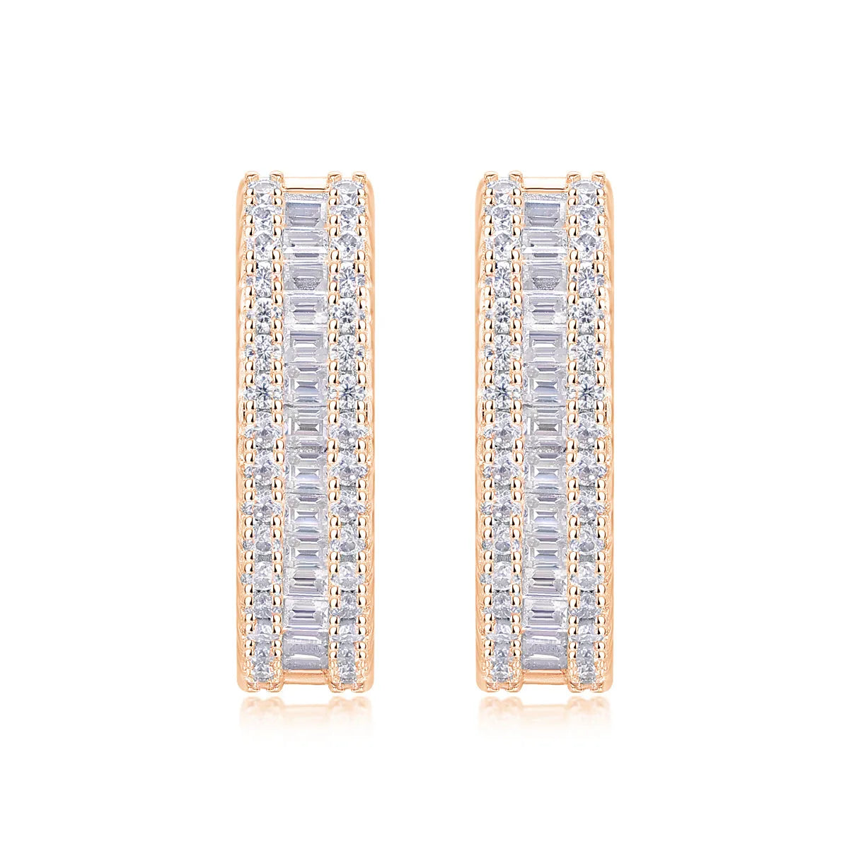 Moissanite stud earrings in S925 silver with platinum plating, 4g pair, gold, platinum or rose gold, gift box