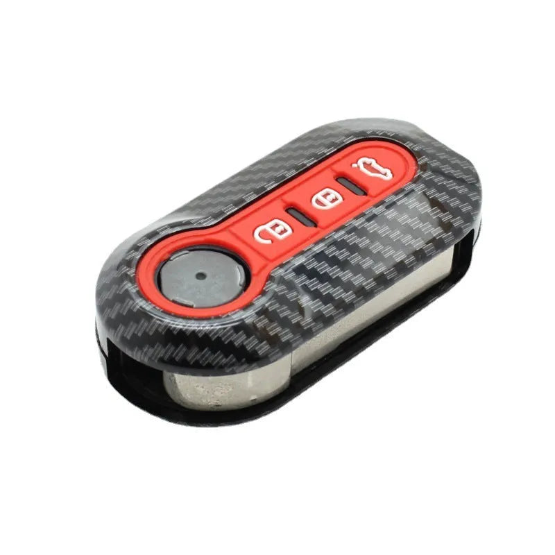Carbon fibre pattern Fiat 500 Boyue key shell in ABS plastic