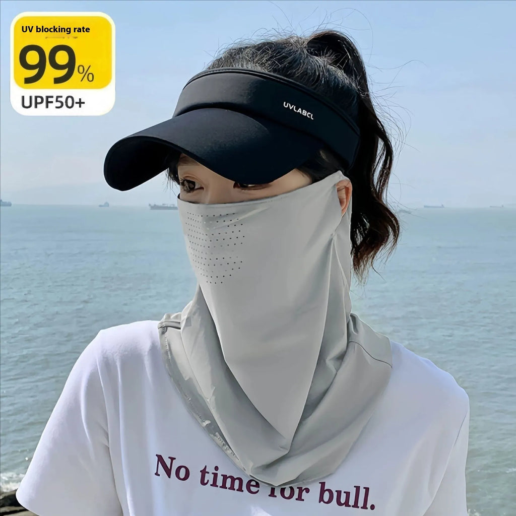 Breathable nylon outdoor cycling mask with UPF50 sun protection half cover in black