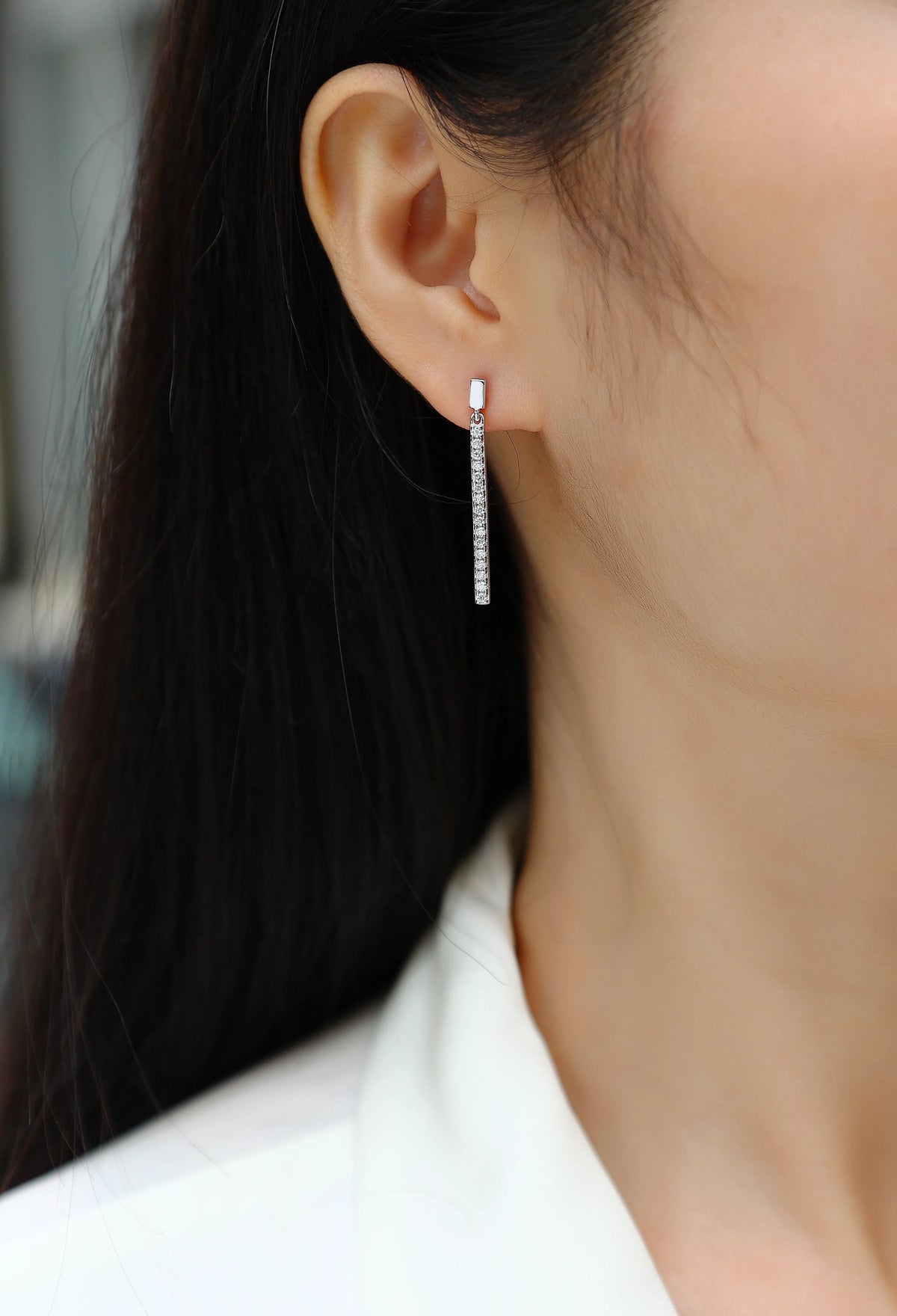 Two moissanite stud earrings in S925 silver with platinum plating, under 0.1 carat stones, gift box and GRA certificate