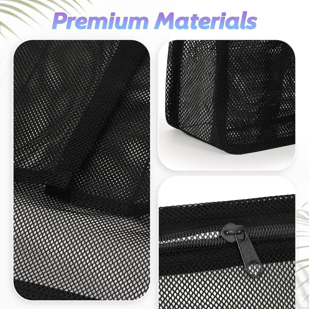 Large black and pink swimming gym bag with dry wet separation compartments and mesh pocket