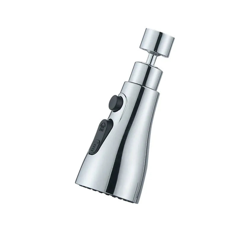 Universal pressurised kitchen faucet sprayer with rotating head in matte black finish showing three spray modes