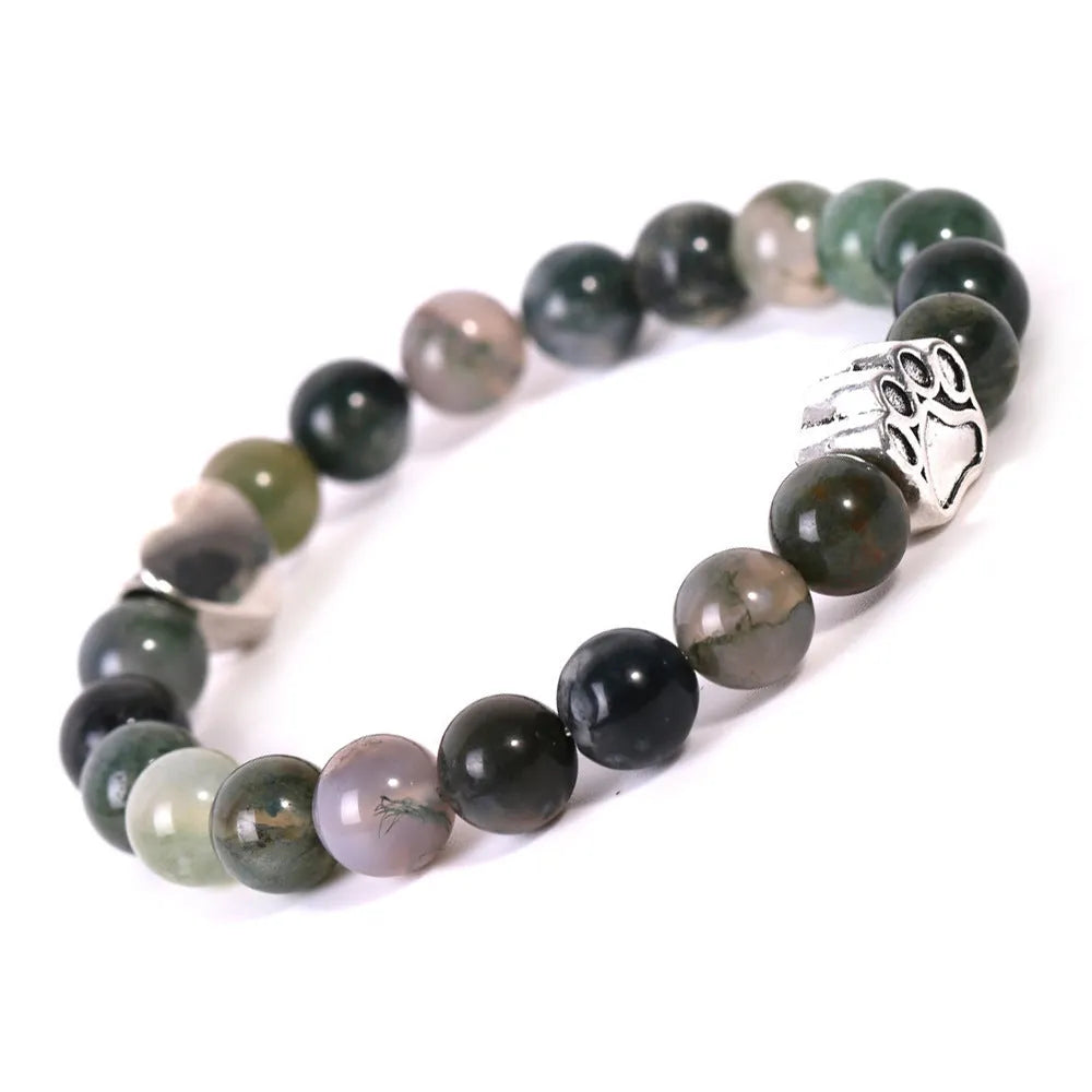 Tigereye Indian Agate stone beaded bracelet with geometric round shape and multiple style options