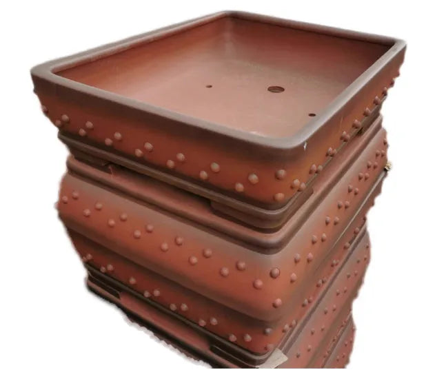 Extra large rectangular purple clay flower trough bonsai pot in Chinese style for desktop or floor use