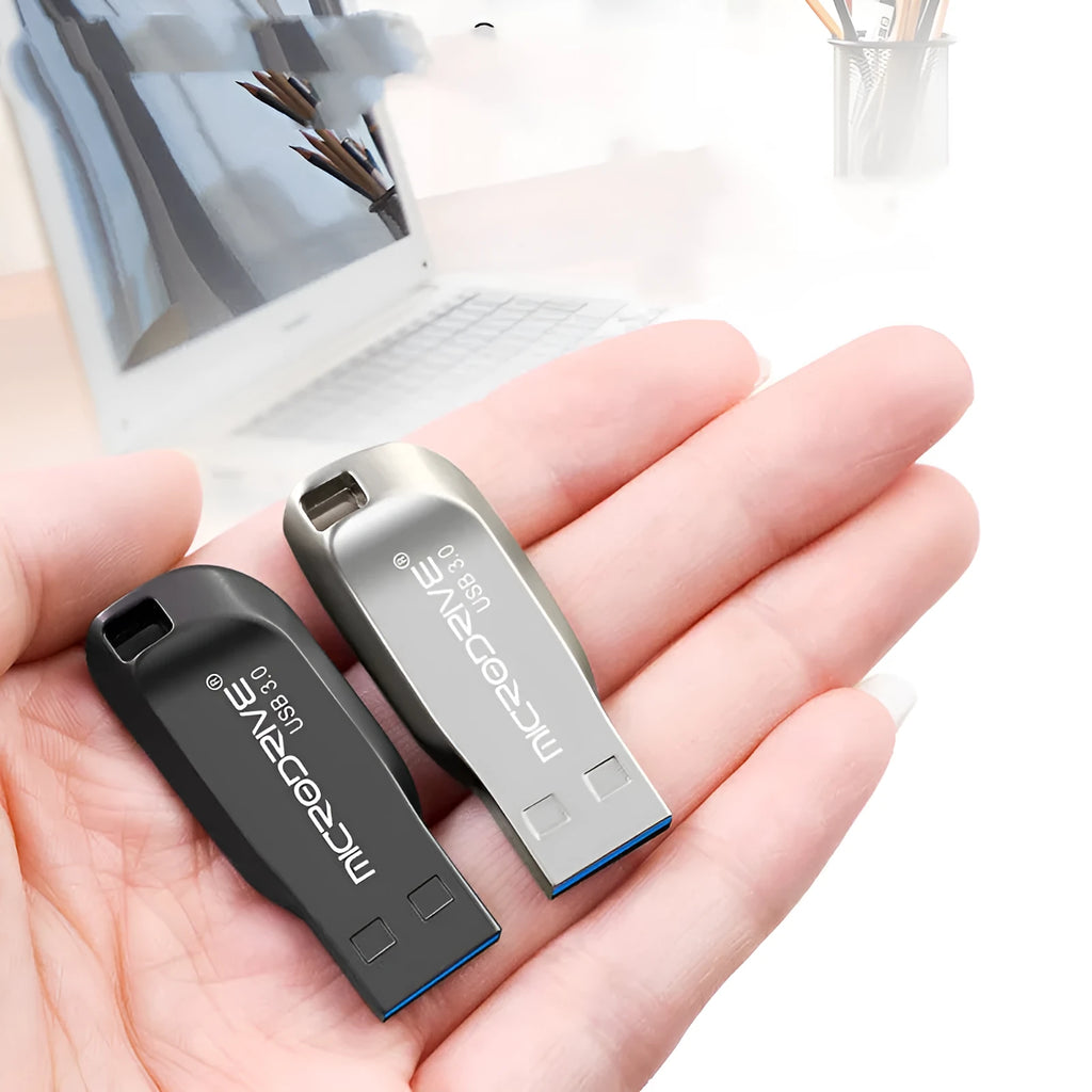 Metal waterproof USB 3.0 flash drive 64GB in black or silver grey with spin design