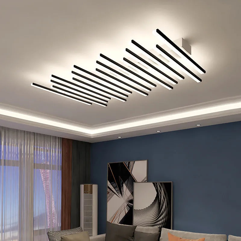 6-head 50cm LED ceramic ceiling light in black or gold wave style with white or warm light
