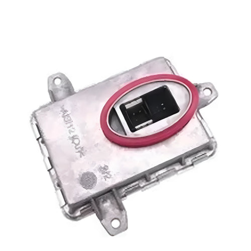 Car headlight ballast with metal housing measuring 14cm by 11cm by 4.5cm