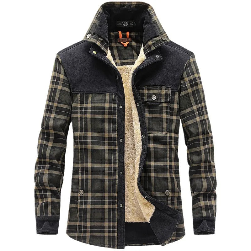 Business casual cotton shirt coat loose fit long sleeve black brown army colour men's coat