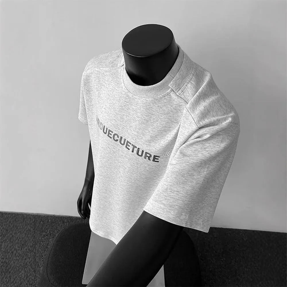 Men's pure cotton short sleeve t-shirt with letter print design in loose fit
