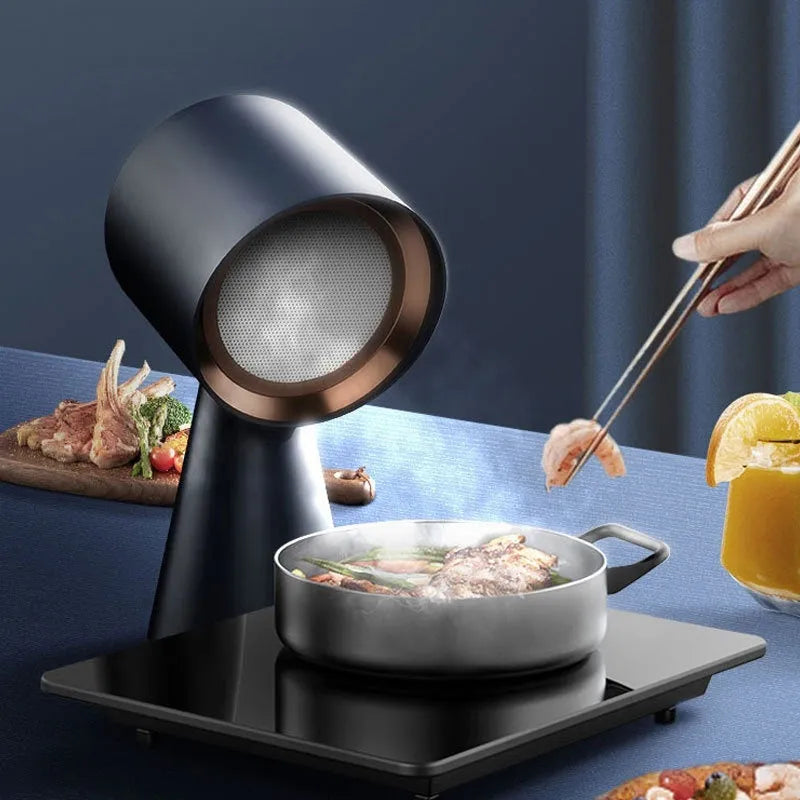 Desktop exhaust hood in black stainless steel for barbecue and hot pot use