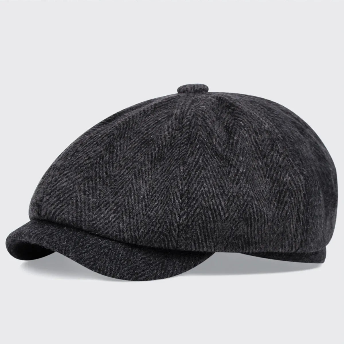 Acrylic octagonal retro beret in black with dome crown, free size