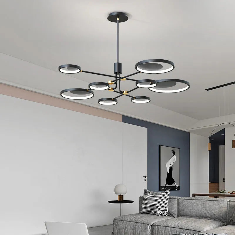 Modern glass molecular ceiling light with LED illumination, 720mm diameter, three colour options