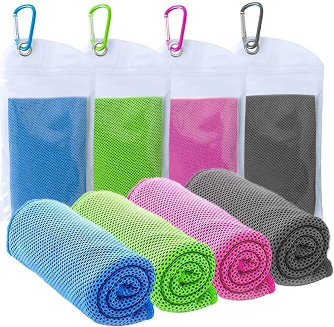 Polyester cooling towel for mountaineering with rounded corners 30x90cm in multiple colours