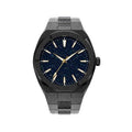 Stainless steel men's watch with 42mm dial, quartz movement, and butterfly buckle in gold colour