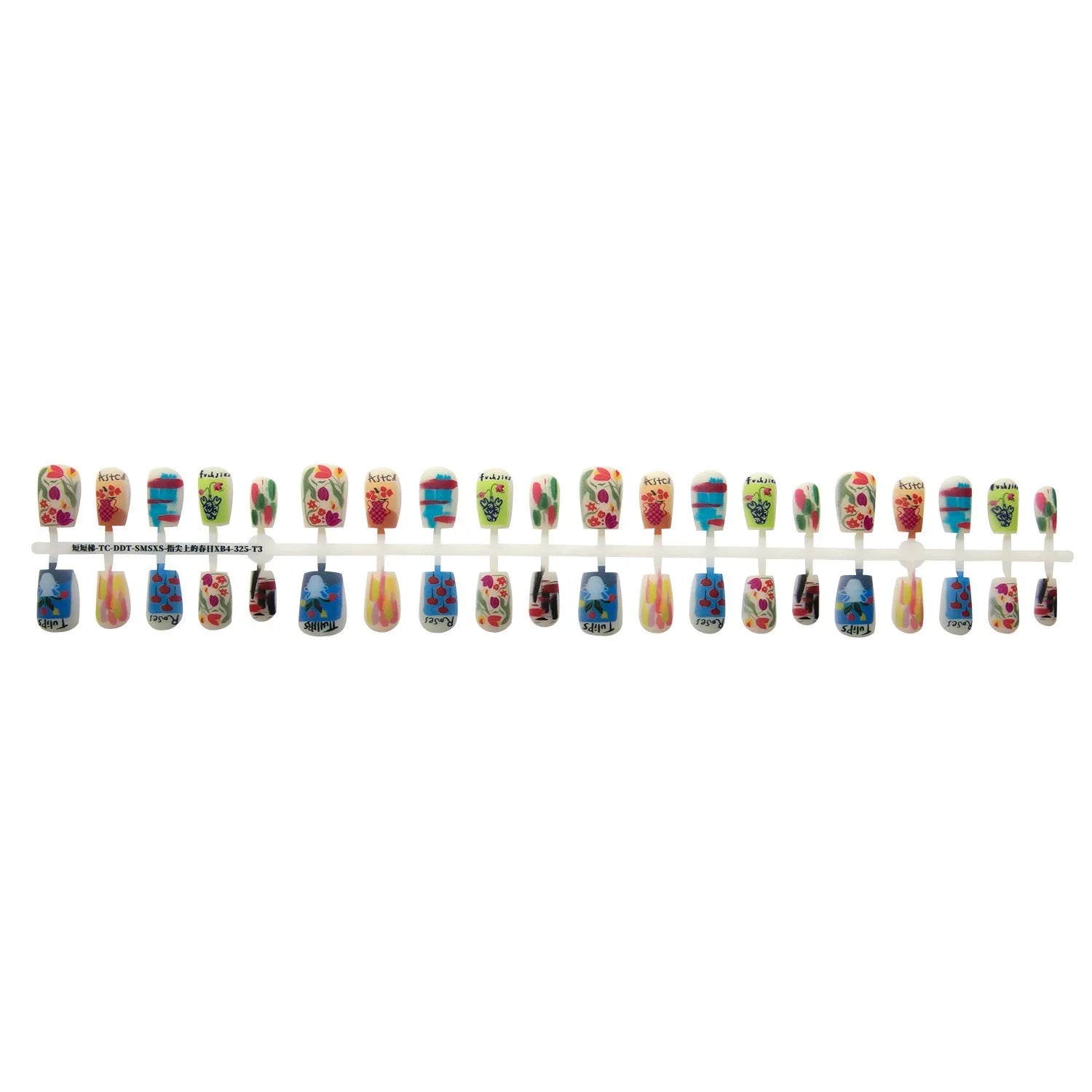 Spring suede frosted seal nail art stickers for ladies, 40 pieces, short ladder shape, ultra-thin seamless sweet Chinese style design