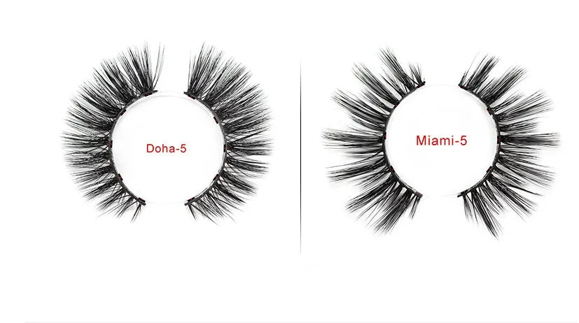 Magnetic eyeliner and false eyelashes set with five pairs of faux mink hair lashes, tweezers, and mirror case