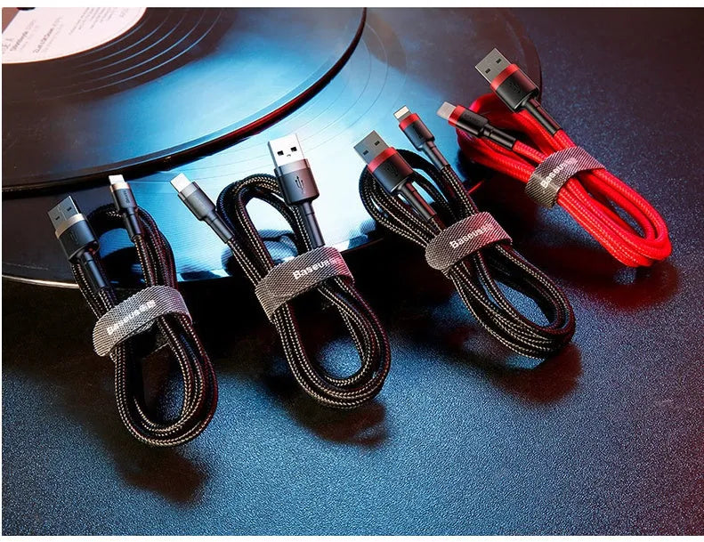 8PIN fast charging cable with single head connector, compatible with Apple iPhone models, in red, gold or grey shell