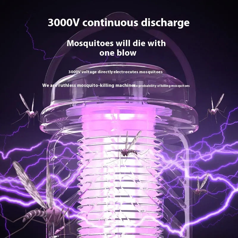 Outdoor mosquito killing lamp in beige with rechargeable 1200 MAh battery for 20-50 square metre coverage