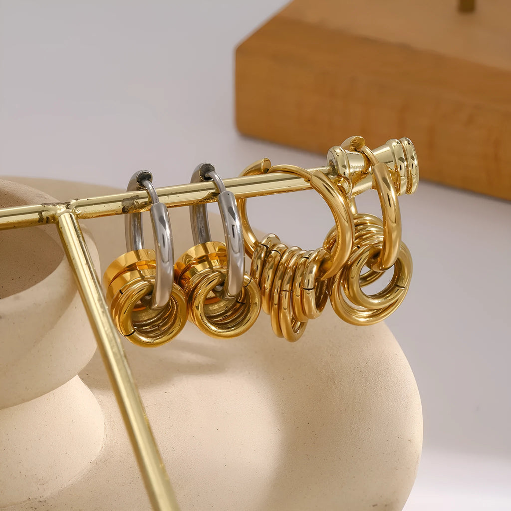 Pair of stainless steel ins style earrings with an electroplated finish in colour option JDE2405019.