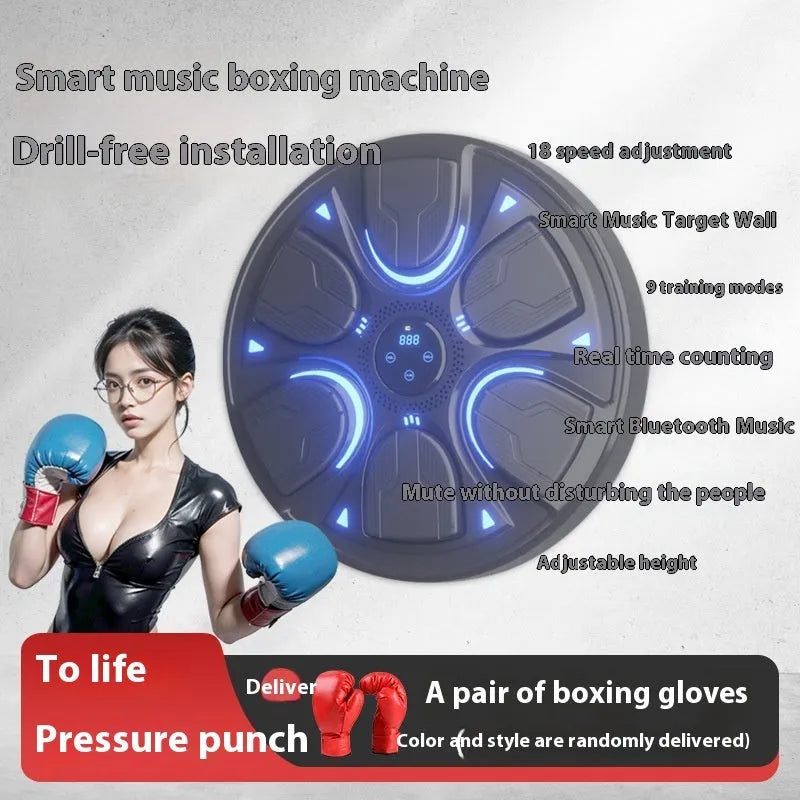 Black leather PP boxing wall target with training gloves for home gym use