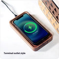 Black walnut wooden tray wireless charger with 15W fast charge, 6mm sensing distance and cable outlet options