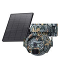 Q55 solar security camera with integrated solar panel in camouflage finish