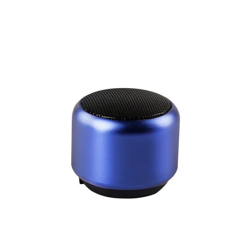 Small portable Bluetooth speaker in black, blue, gold, or pink colour, showing compact design.