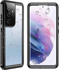 Transparent waterproof Samsung phone case in TPU and PC with all-inclusive drop-resistant shell, shown for Galaxy models.