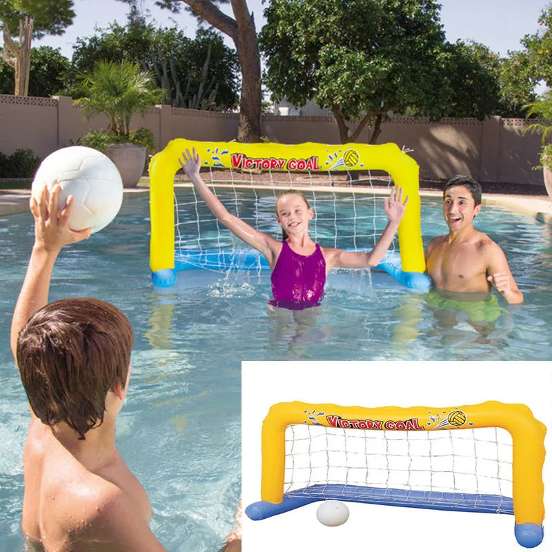 Inflatable 2 in 1 floating pool basketball hoop and ring toss game set for kids and adults, made from PVC