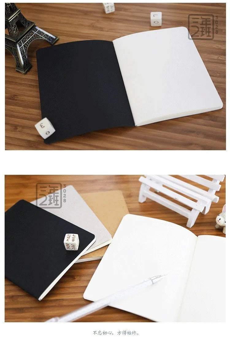 Retro graffiti book with solid colour cover in four options: black, white, cowhide colour and grey