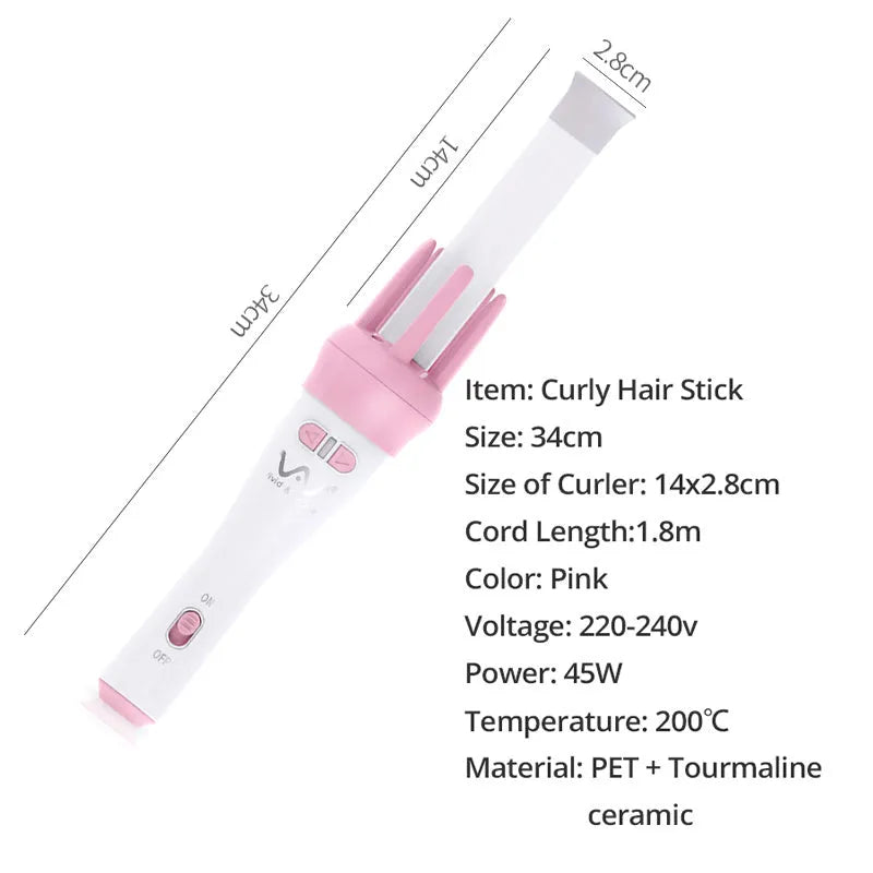 Rotating curling iron with tourmaline ceramic 21mm-30mm barrel for wet and dry hair styling