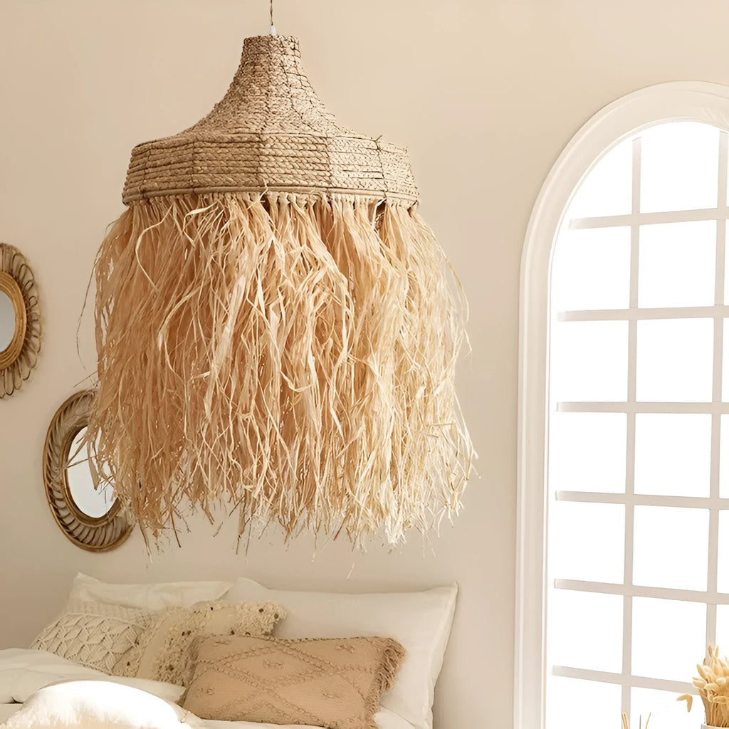 50cm diameter retro restaurant chandelier with wild vetch and willow weaving southeast Asian style