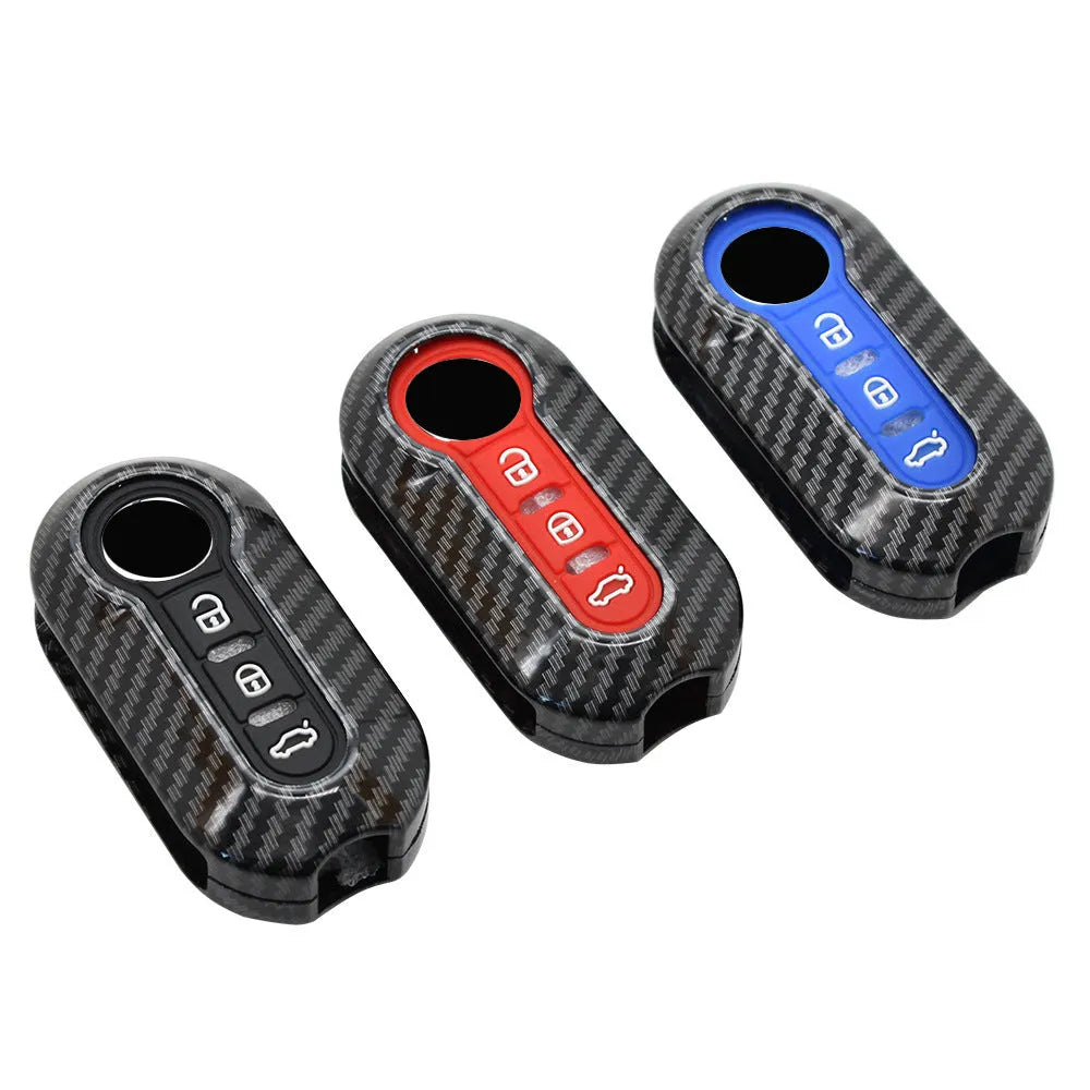 Carbon fibre pattern Fiat 500 Boyue key shell in ABS plastic