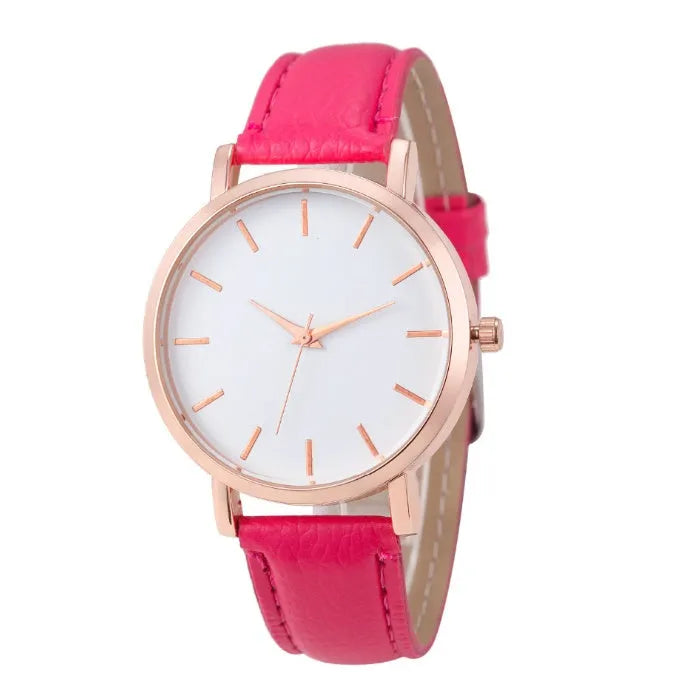 Children's quartz watch with round dial, world time feature, black imitation leather strap, and metal pin buckle on a white background