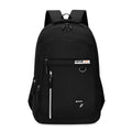 Men's Oxford cloth school backpack in black with letter pattern and air pillow belt