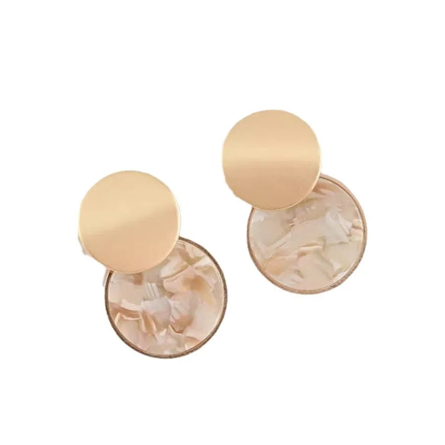 Pair of round matte resin stud earrings, 2cm diameter, rotundity shape, lightweight plastic retro jewellery for women