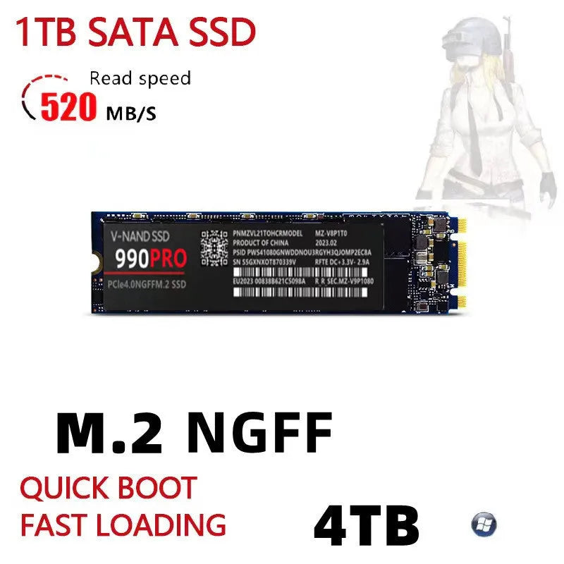 NVMe SSD 990 Pro M.2 2280 PCIe internal drive 3.8mm thick, 1TB 2TB 4TB capacity options