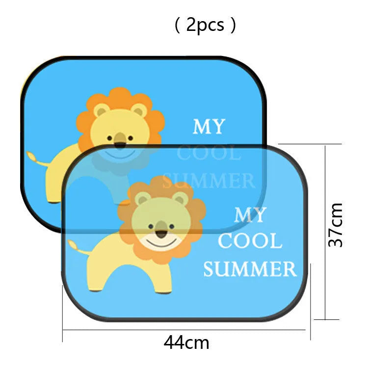 Electrostatic adsorption car side window sunshade with animal pair designs on nylon mesh