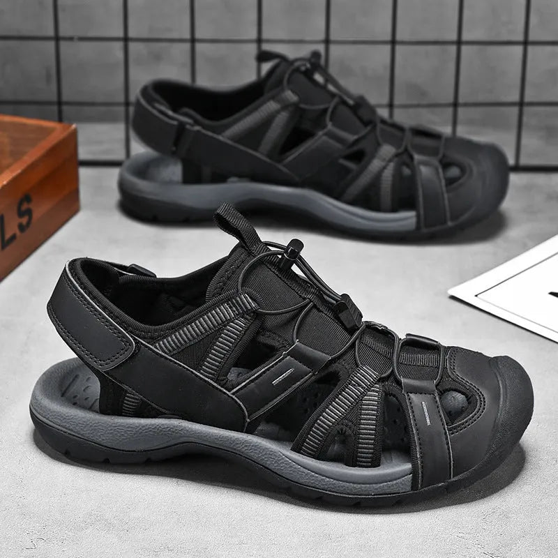 Men's LX01 blue casual sports shoes with mesh upper, rubber sole, and Velcro fastening.