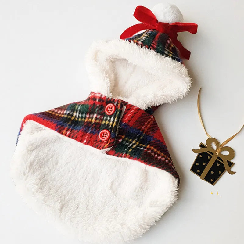 Red polyester dog cloak for Christmas and New Year, leisure style pet outfit in sizes S M L XL