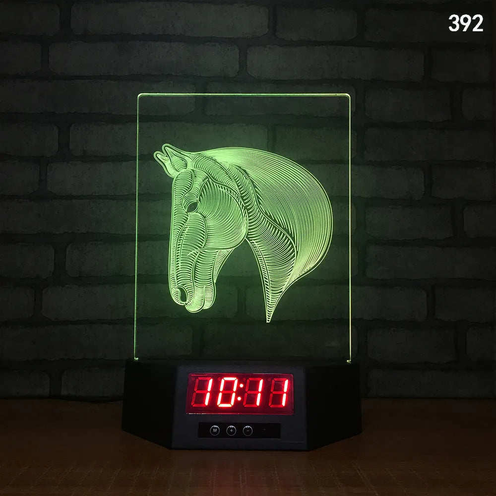 Dolphin-shaped 3D night light table lamp with wireless charging pad and remote control on wooden surface